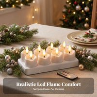 8 Pieces Rechargeable Tea Lights | Warm Yellow, Rechargeable Tea Lights with Charging Base, for Table Centerpieces