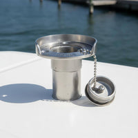 Mirror Polished Stainless Steel Deck Fill Cap Waterproof Boat Water Fill Port Easy to Install Boat Deck Cap with Retaining Chain for RV Owners