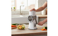 Effort Saving Rotary Vegetable Cutter Saves Time Multifunctional Drum Grater 3 Interchangeable Hand Crank Food Chopper Safe to Use for Meal Prep, Salad Making