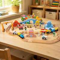 Electric Toy Train Set Educational Wooden Railway Playset Imaginative Play