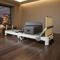 Aluminum Alloy Foldable Pilates Reformer Bed Padded Pilates Reformer Bed Resistance Ropes Pulley System