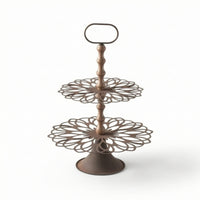 Tiered Tray Stand Metal Tiered Tray Openwork Display Stand Handle for Event Planners