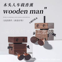 Creative Wooden Leg-Shaking Figurine Car Ornament with Aroma Diffuser