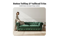 plush fabric Upholstery Tufted 3-Seater Sofa Retro design 3-Seater Tufted Couch space-saving Size Living Room Furniture Rolled armrests for Apartment Dwellers, Interior Designers, Design lovers, Lounge Area, Bedroom, Study