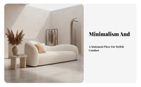 Imperfect appearance aesthetic Curved Settee Irregular Shape Loveseat Minimalist Design Couch Textured Upholstery for Apartment Dwellers, Interior Designers, Living Room, Reception Area, spa, Small areas