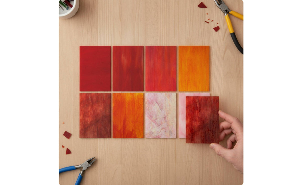 8 Pieces Stained Glass Sheet Translucent Colored Glass Sheet Easy to Cut for Artists, Mosaic Crafts