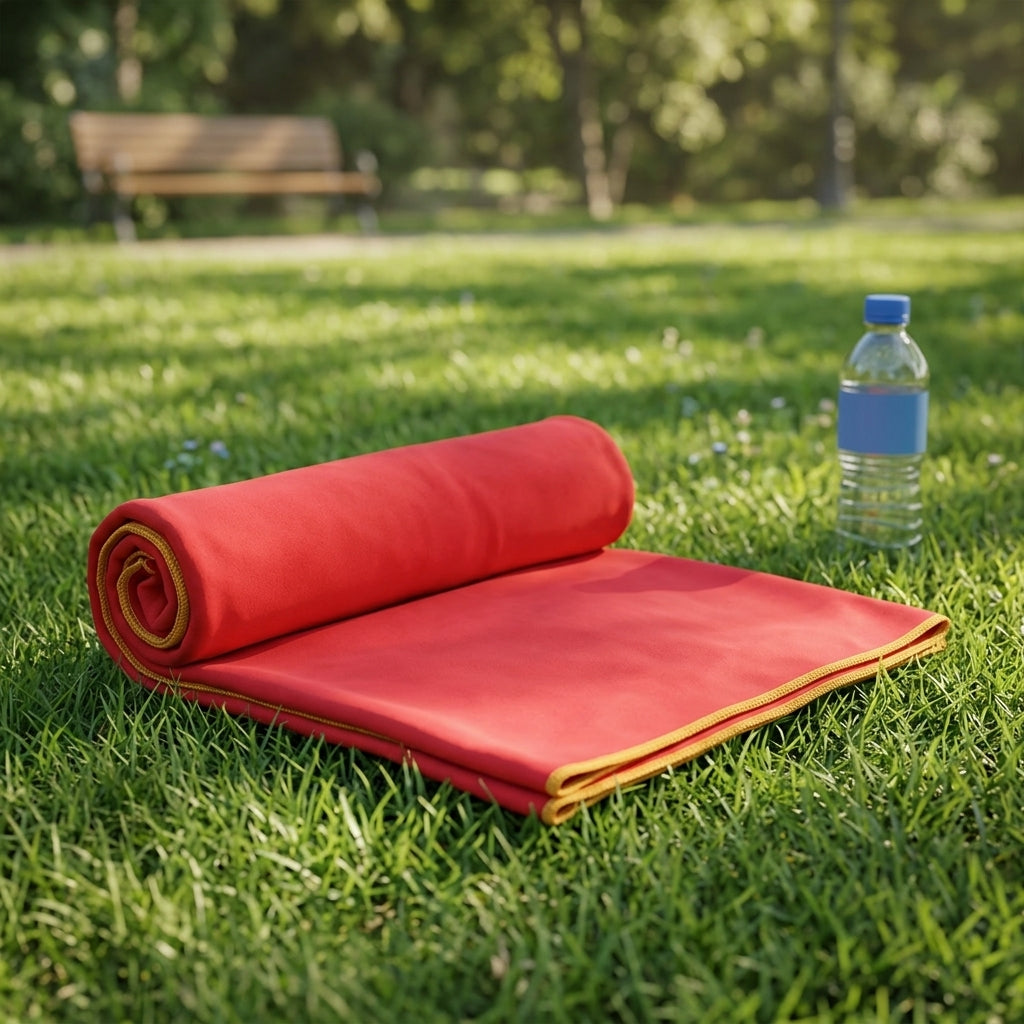 Picnic Blanket with Waterproof Backing for Outdoor Activities, Thickened Padded Polyester Microfiber Camping Mat, Solid Color Beach Blanket
