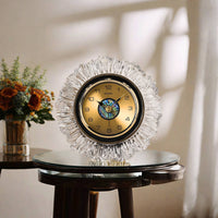 Timekeeping Clock with Crystal Like Frame Quiet Running Table Clock with Crystal Frame Clear for Living Room
