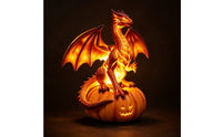 Dragon-Adorned Pumpkin Halloween Pumpkin Figurine with Dragon Decorative for Desk