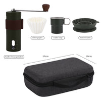 Portable Outdoor Hand Brew Coffee Set with Manual Grinder and Folding Cup