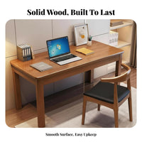 Solid Wood Desk Minimalist Wooden Study Table Modern Computer Workstation Sturdy Writing Desk for Students Adults Suitable for Home Office Bedroom Small Areas