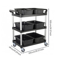 3-Tier Utility Cart Metal Frame Three-Tier Trolley Side Handles
