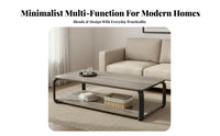 2-Tier Rectangular Table Modern Minimalist Design Two-Tier Rectangular Stand Sturdy Frame Living Room Furniture for Homeowners, Lounge Area, Entryway