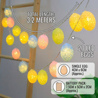 Easter Egg Battery Operated LED Egg Lights Multi-Color Holiday Lighting for Families, Party Hosts, Bedroom, Garden, Wall Decoraterate R