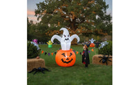 Glowing Inflatable Decoration with LED Light Outdoor Ghost with Pumpkin Tall Inflatable Halloween Decor Bright for Yard