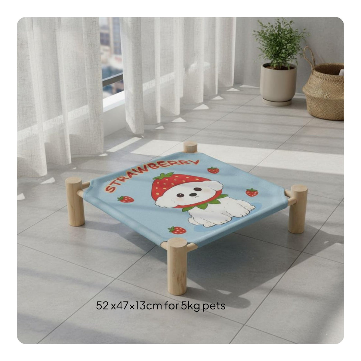 Wooden Pet Bed Detachable Raised Pet Bed Removable Cover