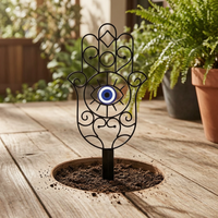 Metal Art Silhouette Palm Eye Garden Lawn Stake Outdoor Decoration Ornament