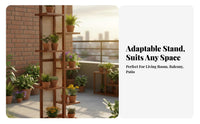 Space-Saving Multi-Tier Plant Stand Stable Structure Multi-Tier Plant Shelf Sturdy Construction Wooden Flower Pot Rack Versatile Use for Apartment Dwellers, Homeowners, Decorators, Balcony, Indoor, Living Room, Bedroom