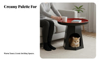 Round Nightstand with Cat hideaway Minimalist Aesthetic Cat Condo End Table