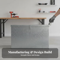 Metal Tool Chest Large Capacity Metal Tool Storage Portable Steel Tool Organizer Sturdy-Duty Galvanized Steel Box Rust-Resistant