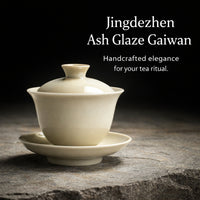 Jingdezhen Gaiwan: Cyan Gray Ceramic Tea Cup