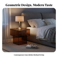 Semicircular Designd Side Table Clear Look Nightstand Multifunctional for Adults, Homeowners