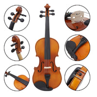 Handmade Craftsmanship Natural Finish Violin Good Sound Quality Solid Wood Violin Hand Carved Quiet Practice for Beginners