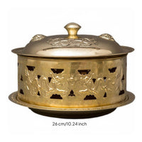 Decorative Pierced Hot Pot Embossed Tableware Brass-Colored