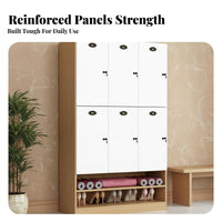 Wooden Storage Locker Multi-tier Multiple-door Locker Large Capacity Particle Board Cabinet with Customizable Lock Options Suitable for Exercise Studio Spa Office Workplace