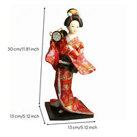 Geisha Doll Ornamental Headpiece Decorative Craft Ornament Wooden Base