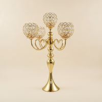 Candelabra with Crystal Beads Tall Candelabra Centerpiece Lustrous Candle Holder with Five Heads for Event Decorators, Party Backdrops