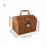 Decorative Storage Chest Front Clasp Woven Rattan Basket Rustic Style