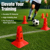 Red Square Football Training Equipment, Thickened PE Cones for Agility Training, Sports Marker Cones for Coaches