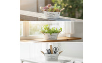 Farmhouse Oval Planter with Rope Handles Rustic Metal Planter Container White Flowers and Garden Container Tapered for Tabletop