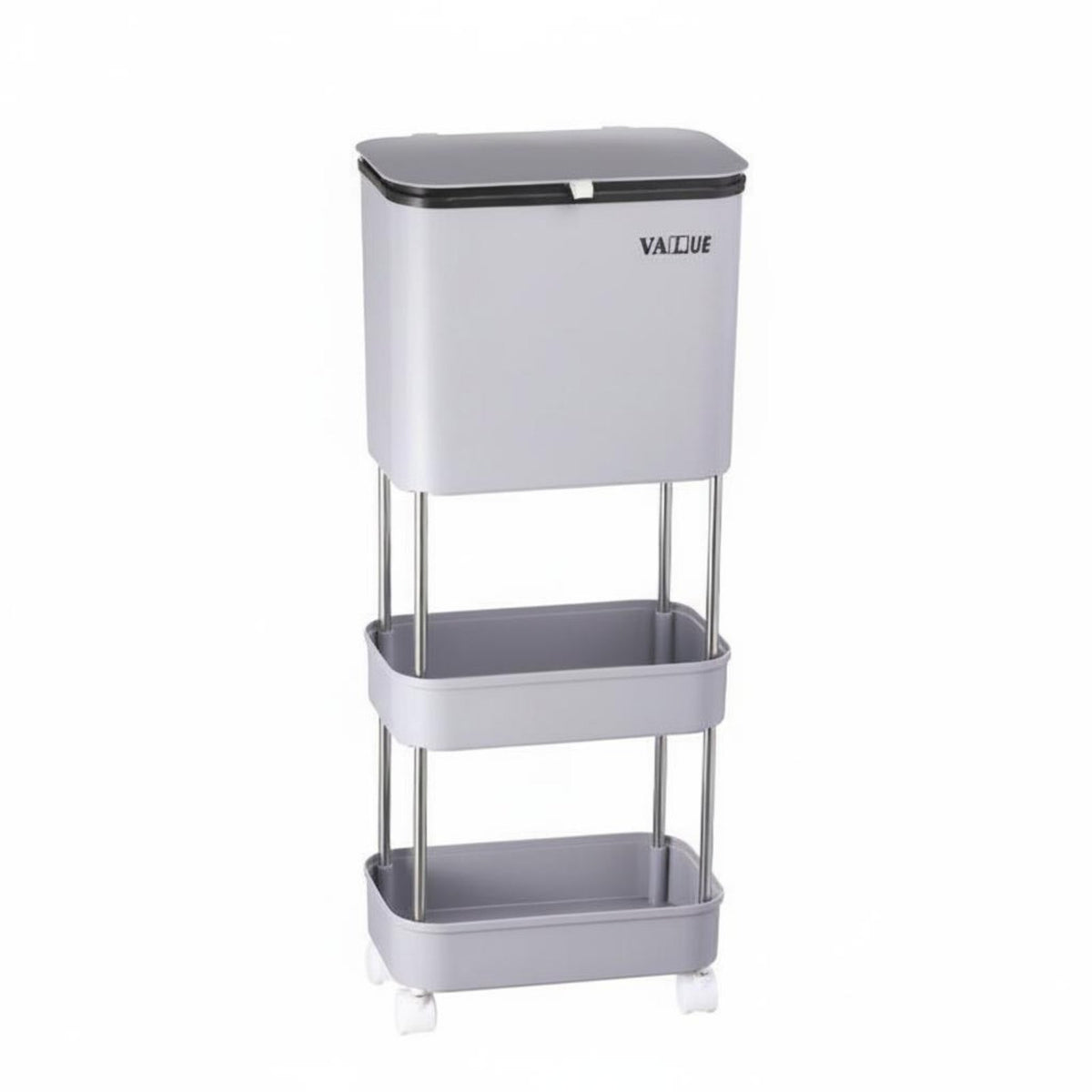 Damp-Dry Separation Bin With Wheels Multi-Layer Trash Can Large Capacity Multi-Compartment  for Elderly, Narrow Areas