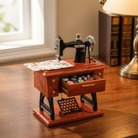 Vintage Mini Stitching Device Music Box Vintage Mini Stitching Device Music Box Tabletop Ornament for Collectors, Desk, Shelf, Display Cabinet