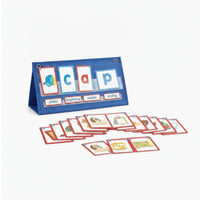 Word Building Desktop Pocket Chart Simple Storage Phonics Board with Cards Double-Sided Word Spelling Board for Teachers, Young Learners, Classroom