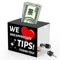 Acrylic Donation Box with Heart Design for Cafes and Tips