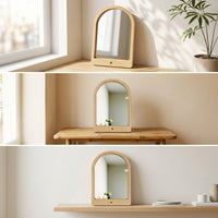 Bird Mirror Stand with Perch for Parrots, Budgies, Cockatiels - Natural Bamboo Hanging Cage Toy