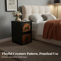 Nightstand with Drawers Quiet Slide Rails Panda Print 2-Drawer Cabinet