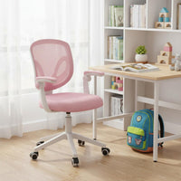 Space Saving Adjustable Kids Desk Chair Breathable Mesh Back Ergonomic Student Chair High-Density Foam Cushion Weight-Activated Locking Casters for Students, Study Room, Home Office