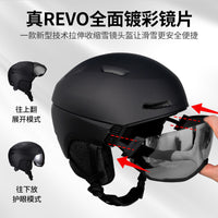 Ski Helmet with Integrated Goggles and Stretchable Lens, Unisex, for Skiing and Snowboarding