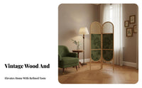 Foldable Arched Top Woven Partition French Inspired Woven Panel separater Vintage design Folding Screen Freestanding for Homeowners, Remote Workers, Interior Decorators, Entryway, Bedroom, Office, Studio Apartment