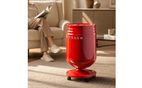 Trash Bin with Lid Glossy Hinged-Lid Garbage Can Cylindrical Pedestal Waste Bin for Kitchen, Office, Living Room