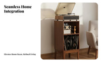 Vinyl Record Storage Cabinet with Adjustable Shelves Record Player Console Ergonomic Height Retro Turntable Console Made from Ash Wood Suitable for Audiophiles Music Room Study