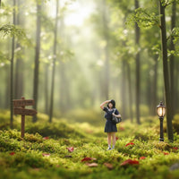 Girl with Backpack Figurine 3D Printed Black Haired Girl Figurine Resin Material