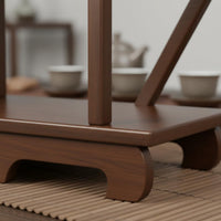 Small Desktop Tea Ware Rack Exposed Design Wooden Curio Shelf Heavy Duty