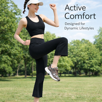 Flared Leggings for Women with High Waist and Elastic Waistband, Lightweight Cropped Pants for Gym and Running, Trousers for