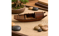 Wooden Boat Ornament Wood Grain Finish Table Decoration Mini