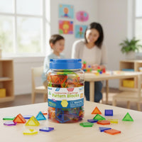 140 Pieces Portable Storage Jar Color Shape Sorting Toy Develops Fine Movement Skills Geometric Shape Blocks Rounded Edges Geometric Pattern Blocks Stimulates Creativity for Preschoolers, Kids 3+, Toddlers, Home School, Classroom, Daycare